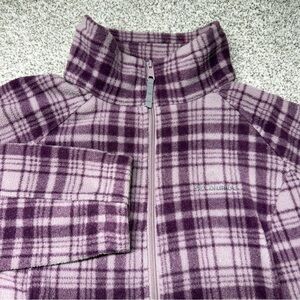 Women’s Columbia Benton Springs Full-Zip Plaid Pink Purple Fleece Jacket Size XL